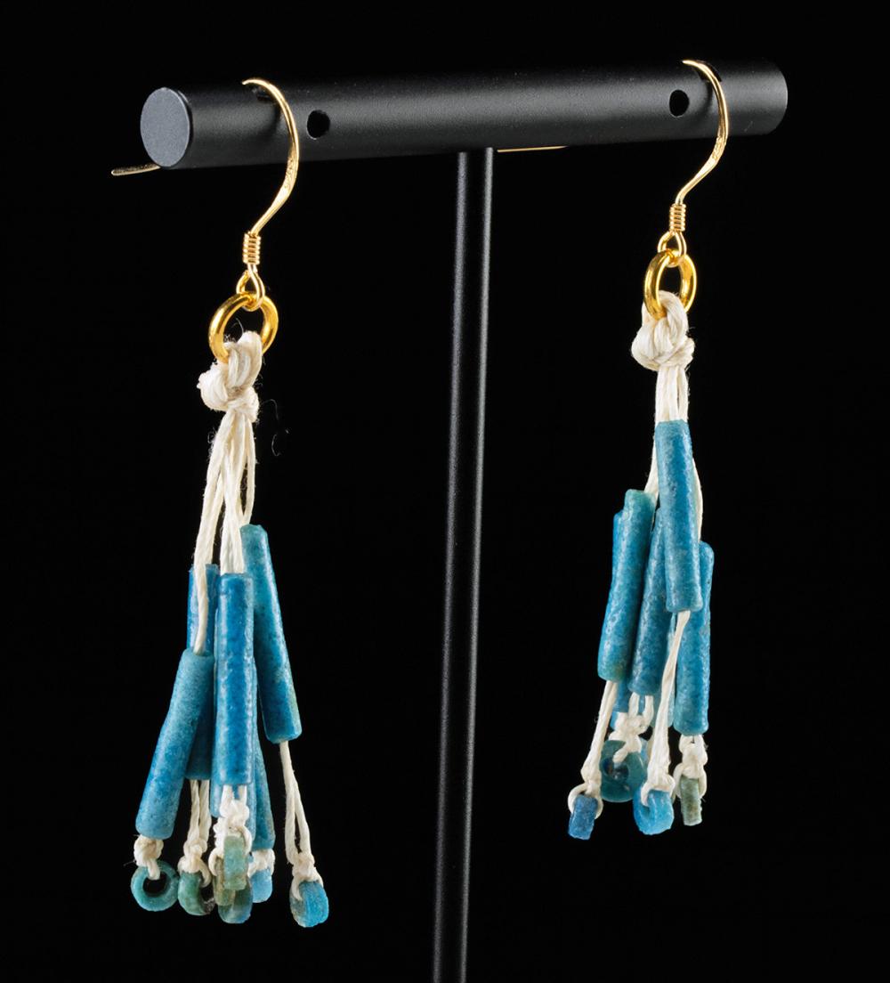 Ancient Egyptian Faience Bead Earrings