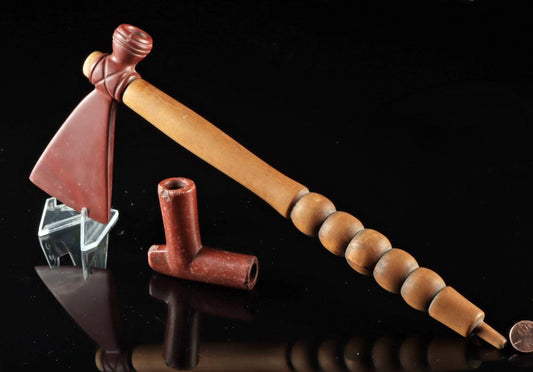 Sioux Catlinite Tomahawk Pipe & Pipe Bowl