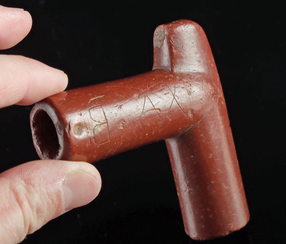 Sioux Catlinite Tomahawk Pipe & Pipe Bowl