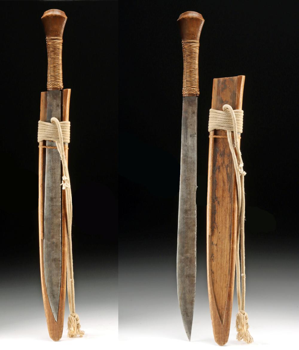 Borneo Machete, Open-Faced Wood Sheath & Cane Grip