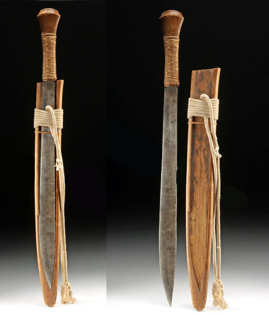 Borneo Machete, Open-Faced Wood Sheath & Cane Grip
