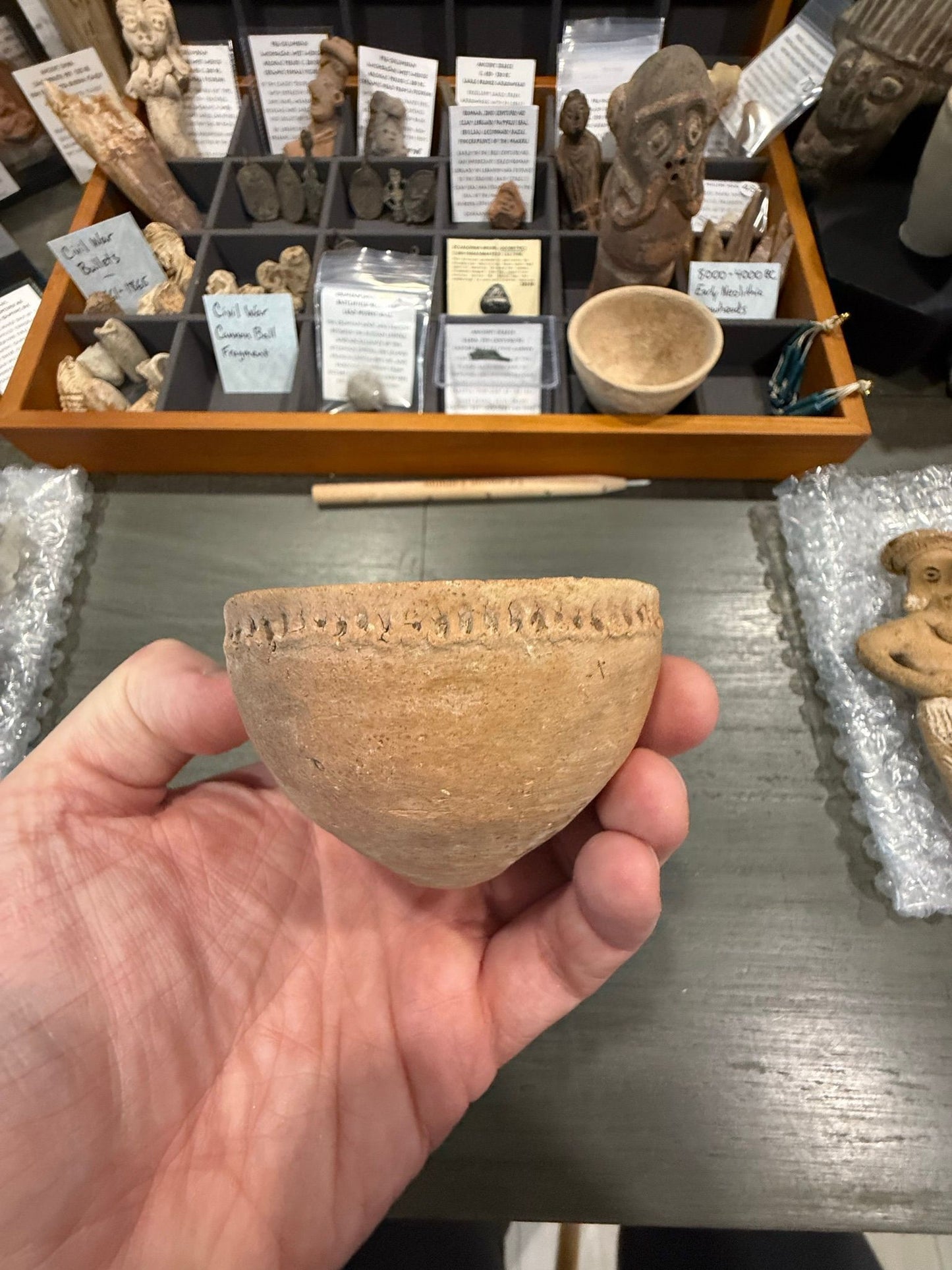 Ancient Holy Land Pottery Bowl – c. 2nd–1st Millennium BCE, Decorated Rim, Intact