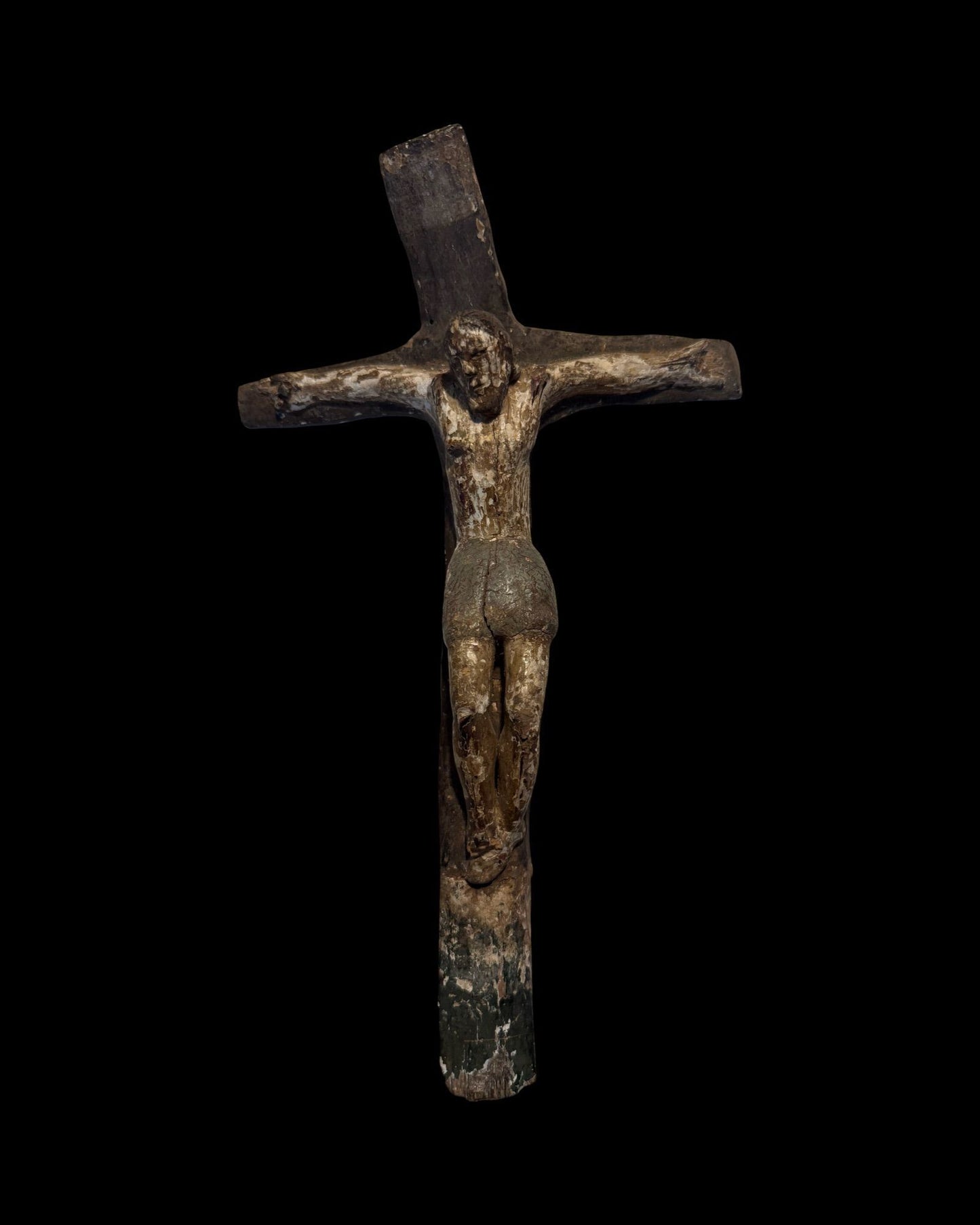 18th–19th Century Spanish Colonial Carved Wood Crucifix