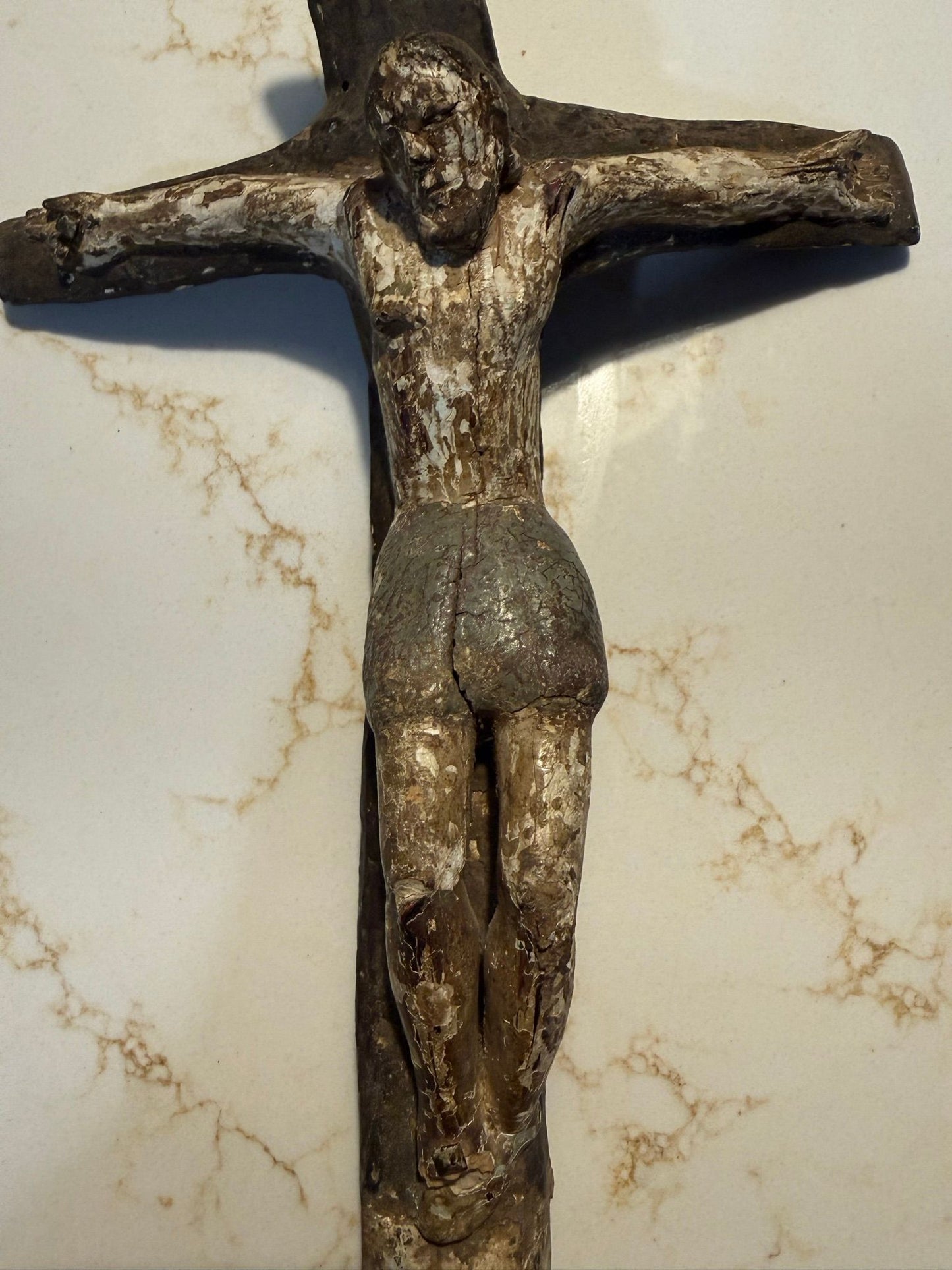 18th–19th Century Spanish Colonial Carved Wood Crucifix
