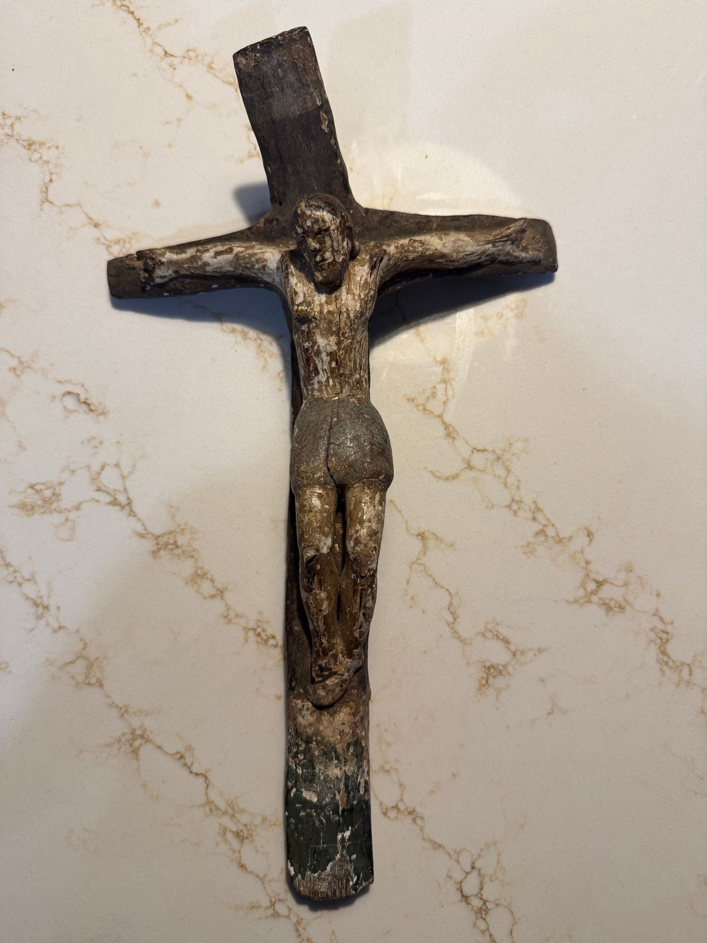 18th–19th Century Spanish Colonial Carved Wood Crucifix